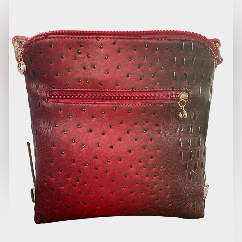 Vibrant Vegan Crocodile Animal Print Leather Crossbody Handbag - Picture 2 of 6